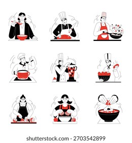 Cooking Flat Style illustration set 4