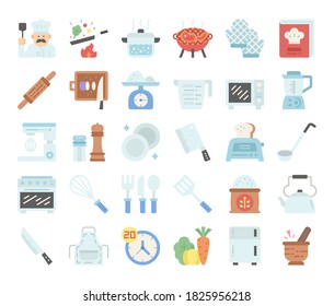 cooking flat vector icons pixel perfect
