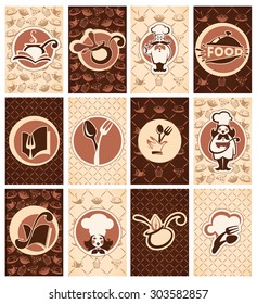 cooking, food, beverage, vector business cards collection