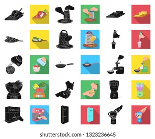 Cooking food black,flat icons in set collection for design. Kitchen, equipment and tools vector symbol stock web illustration.
