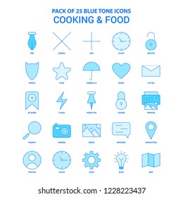 Cooking and Food  Blue Tone Icon Pack - 25 Icon Sets