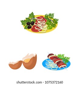 Cooking food cartoon icons in set collection for design. Kitchen, equipment and tools vector symbol stock web illustration.