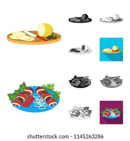 Cooking food cartoon,black,flat,monochrome,outline icons in set collection for design. Kitchen, equipment and tools vector symbol stock web illustration.