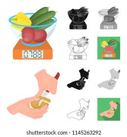 Cooking food cartoon,black,flat,monochrome,outline icons in set collection for design. Kitchen, equipment and tools vector symbol stock web illustration.