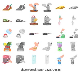 Cooking food cartoon,monochrom icons in set collection for design. Kitchen, equipment and tools vector symbol stock web illustration.