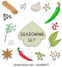cooking food Condiments and seasoning hand drawing set