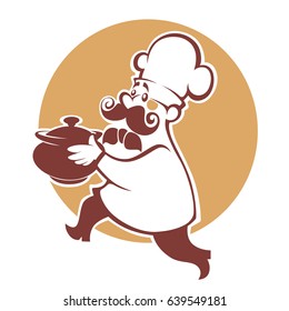 cooking and food delivery symbol, food and chef silhouette for your logo or menu