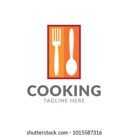 cooking food fork and spoon restaurant logo icon vector template