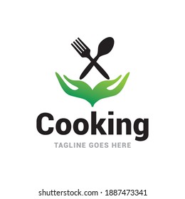 Cooking food fork and spoon restaurant logo icon vector template.