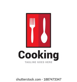 Cooking food fork and spoon restaurant logo icon vector template.