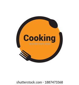 Cooking food fork and spoon restaurant logo icon vector template.