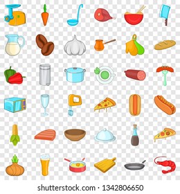 Cooking food icons set. Cartoon style of 36 cooking food vector icons for web for any design