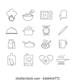 Cooking and food icons set for design. Vector illustration.