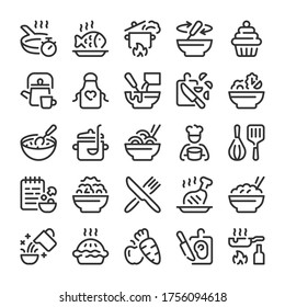 Cooking And Food Icons Set. Line Style