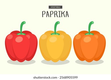 Cooking Food Ingredients Paprika. Vegetables belonging to the bell pepper family. Fresh and sweet cooking ingredients Paprika. Children's picky eating, illustrations used in ingredients