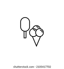 Cooking, food and kitchen concept. Collection of modern outline monochrome icons in flat style. Line icon of ice creams 
