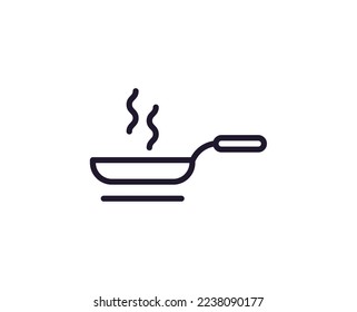Kochen, Essen, Küchenschilder. Vektorsymbol im modernen Linienstil. Bearbeitbarer Strich. Liniensymbol der Bratpfanne 