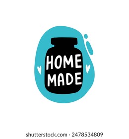 Cooking food lettering Home Made. Kitchen badge logo, baking food typography and cook label vector on white background