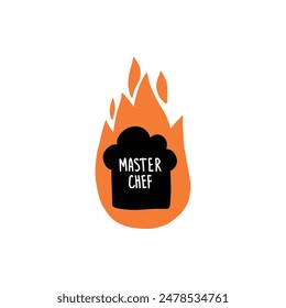 Cooking food lettering Master Chef. Kitchen badge logo, baking food typography and cook label vector on white background