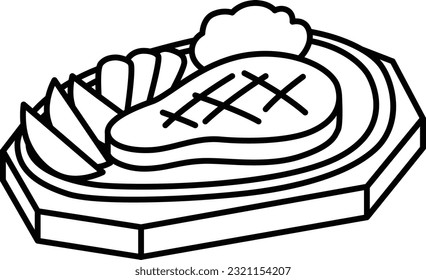 Cooking food line drawing single item icon Steak