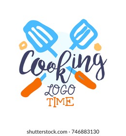 Cooking food logo template with crossed scapulas for food