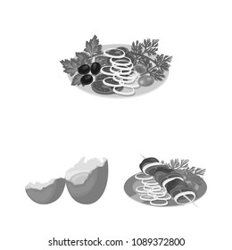 Cooking food monochrome icons in set collection for design. Kitchen, equipment and tools vector symbol stock web illustration.