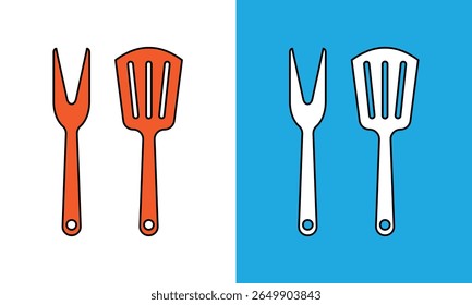 Cooking fork and spoon logo icon. Good icon logo for cooking, eating, education, industry, entertainment and web.