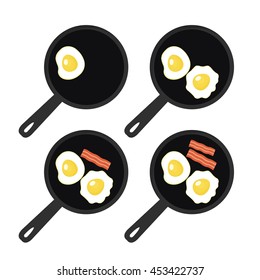 Cooking. Fried Egg, Bacon. Vector