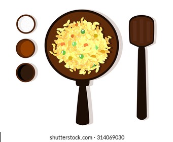 Cooking fried rice.isolated  vector illustration