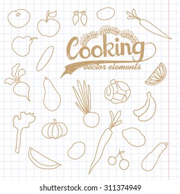 Cooking. Fruit and vegetables. Vector Set