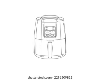 
Cooking fry appliance icon  Deep fryer. Oil basket. outline vector. Air fryer icon. Useful for many purposes. Vector concept of kitchenware. Air Fryer Outline Sketch in trendy design. 

