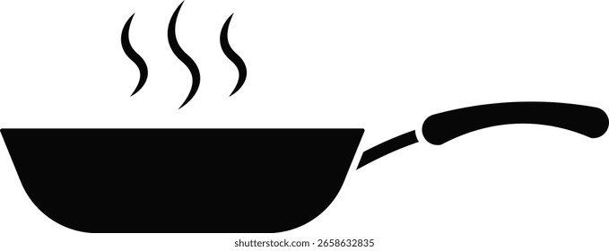 Juego de iconos de sartén para cocinar. sartén con vapor ascendente. Simbolizando actividades de cocina y cocina. Elementos de preparación de cocina
