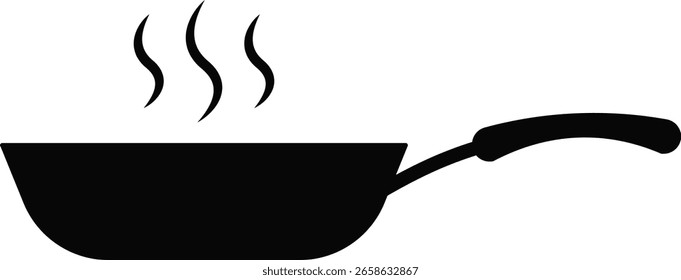 Juego de iconos de sartén para cocinar. sartén con vapor ascendente. Simbolizando actividades de cocina y cocina. Elementos de preparación de cocina

