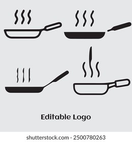Cooking Frying Pan icons set. Flat vector illustration.
