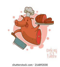 Cooking it is funny, Pork, vector