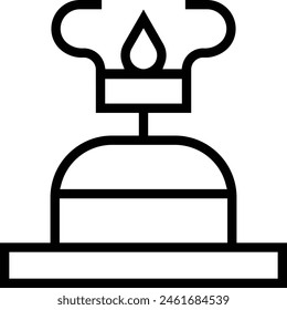 icono de gas de cocina. Diseño de estilo lineal delgado aislado sobre fondo blanco