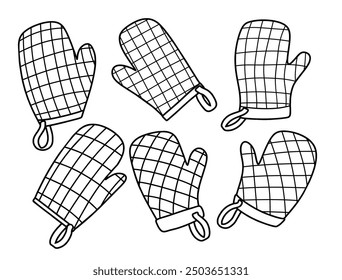 Cooking glove drawing doodle. vector illustration. Cooking glove