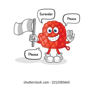 The Cooking Glove Hold Surrender Flag Mascot. Cartoon Vector