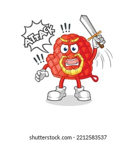 the cooking glove knights attack with sword. cartoon mascot vector