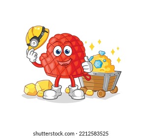 the cooking glove miner with gold character. cartoon mascot vector
