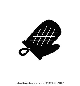 Cooking glove, oven glove icon in black flat glyph, filled style isolated on white background