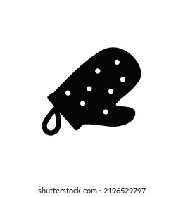 Cooking glove, oven glove icon in black flat glyph, filled style isolated on white background