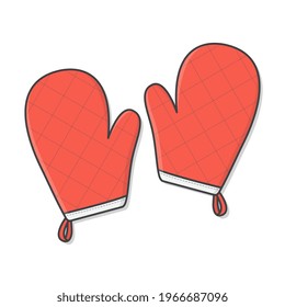 Cooking Glove or Oven Mitt Vector Icon Illustration. Baking Glove Flat Icon