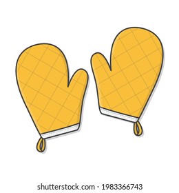 Ilustración del icono del vector Oven Mitt o Glove de cocina. Icono plano de guantes