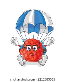the cooking glove skydiving character. cartoon mascot vector