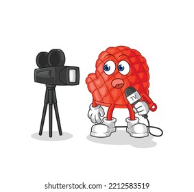 the cooking glove tv reporter cartoon. cartoon mascot vector