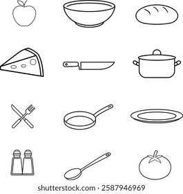 Cooking glyph solid icons collection.This is an editable eps vector file.