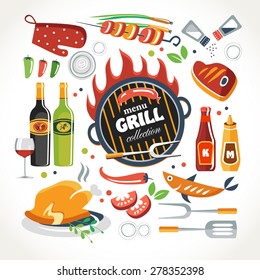 cooking grill objects collection