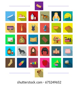 cooking, hairdresser, textiles and other web icon in flat style.animal, bank, business icons in set collection.