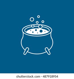Cooking Halloween Concept Line Icon On Blue Background